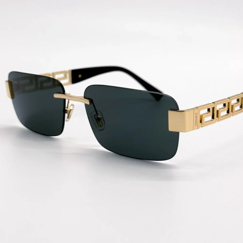 NEW VERSACE SUNGLASSES VE2298 1002/87 GOLD/GRAY UNISEX EYEWEAR VE2298 100287